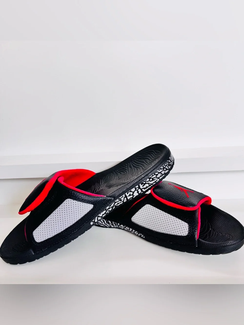 Jordan Hydro 3 Slides Black Cement Red • Men’s 11 • Elephant Print